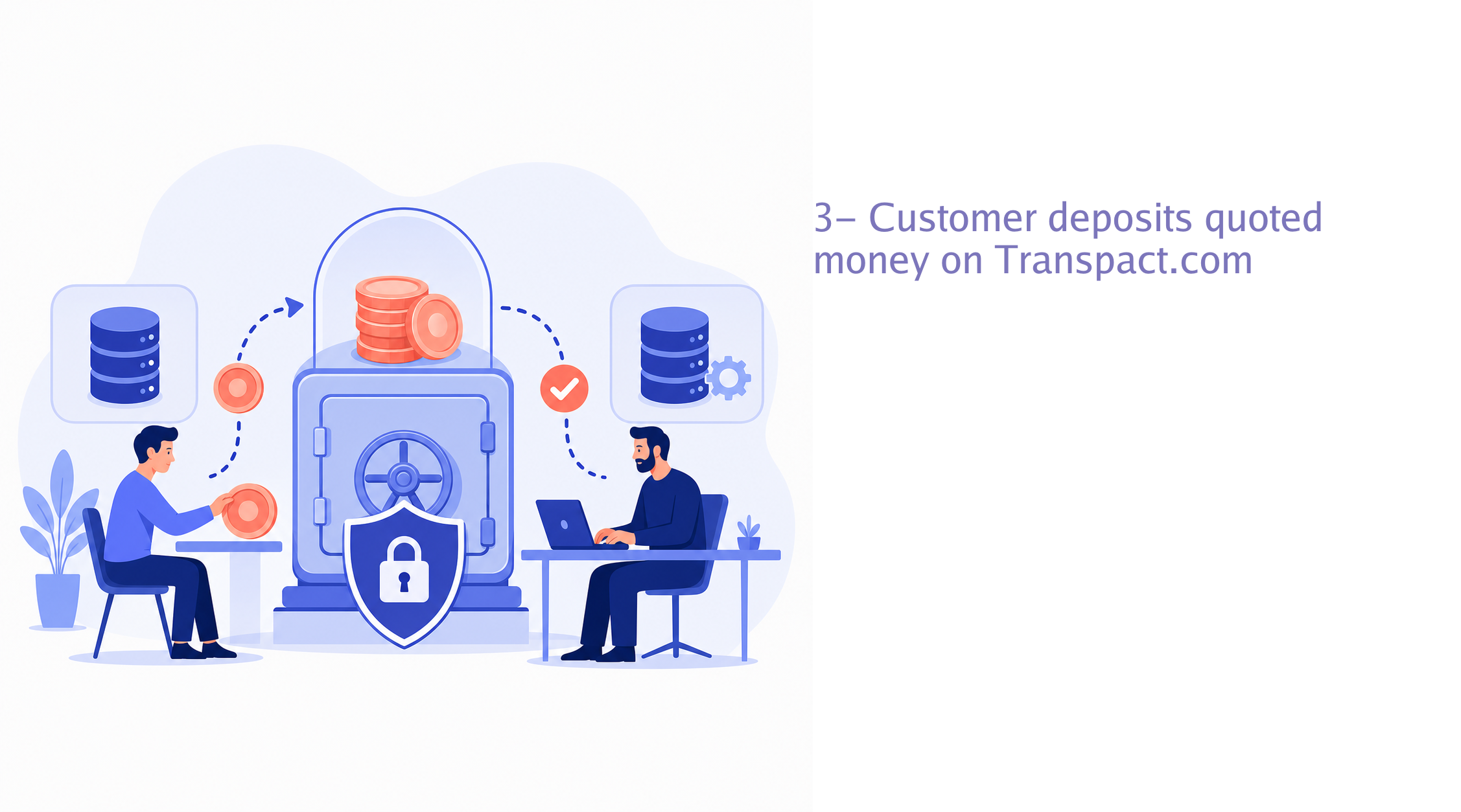 3- Customer deposits quoted money on Transpact.com